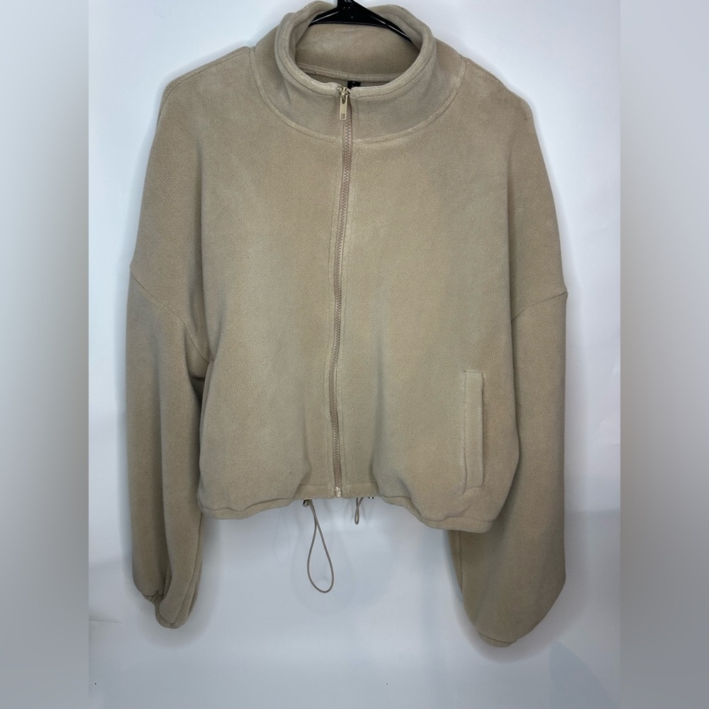 Beige Fleece Jacket with Zip - Picture 12 of 13